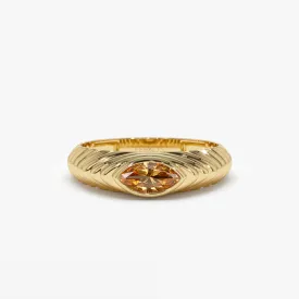 14k Marquise Shape Citrine Beveled Ring