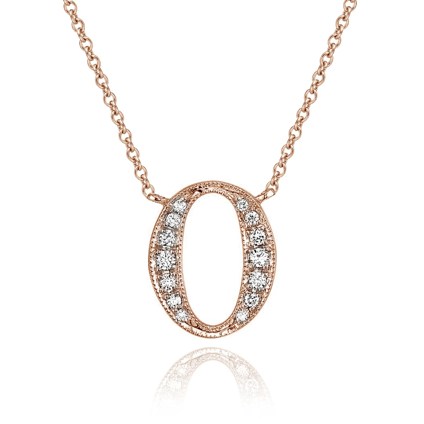 14K Rose Gold Armenian Initial Diamond Necklace