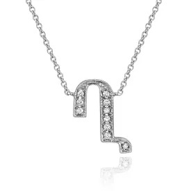 14K White Gold Armenian Initial Diamond Necklace