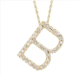 14kt Yellow Gold Diamond Initial B