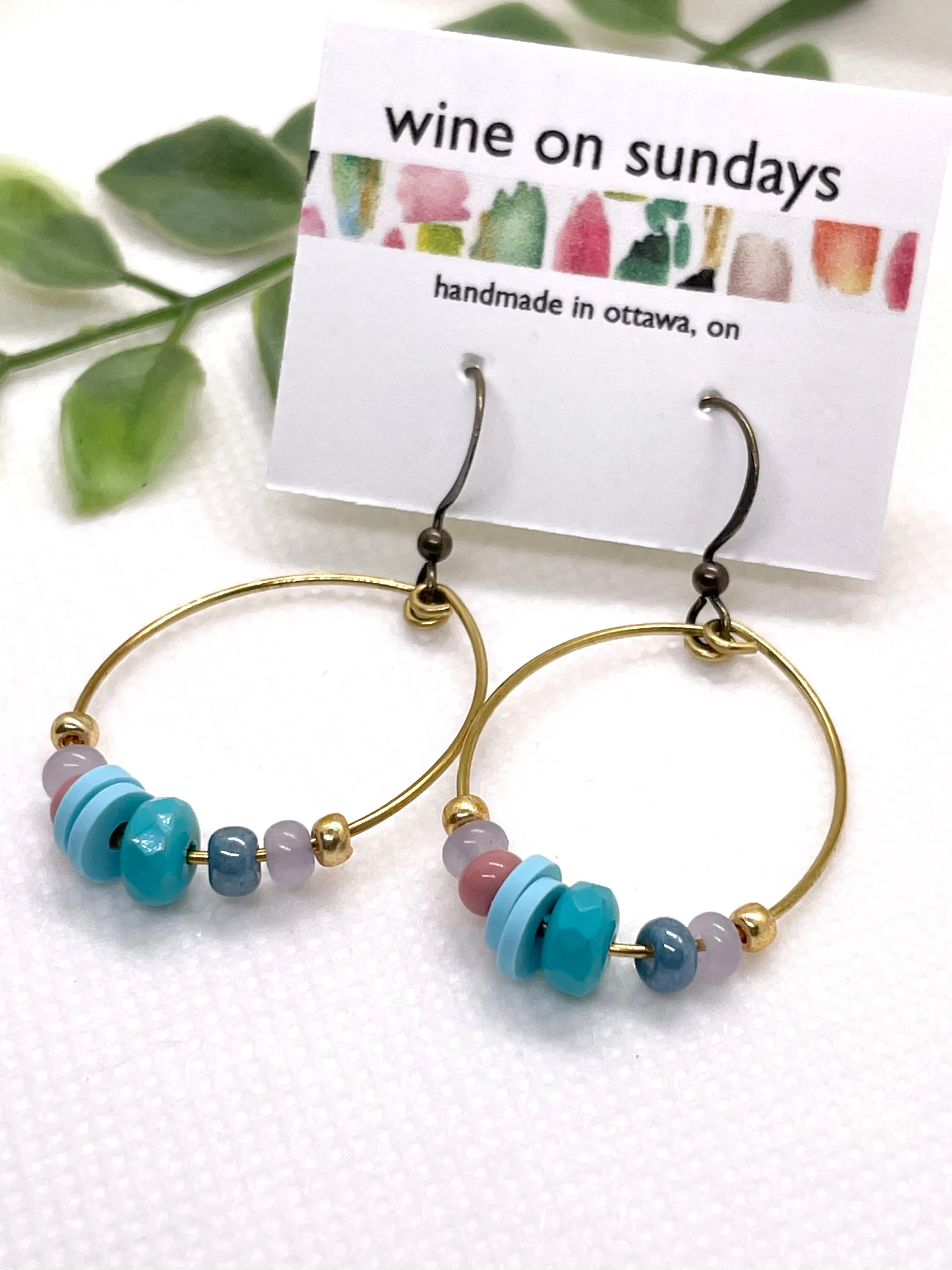 Bella Beaded Oval Hoop Earrings