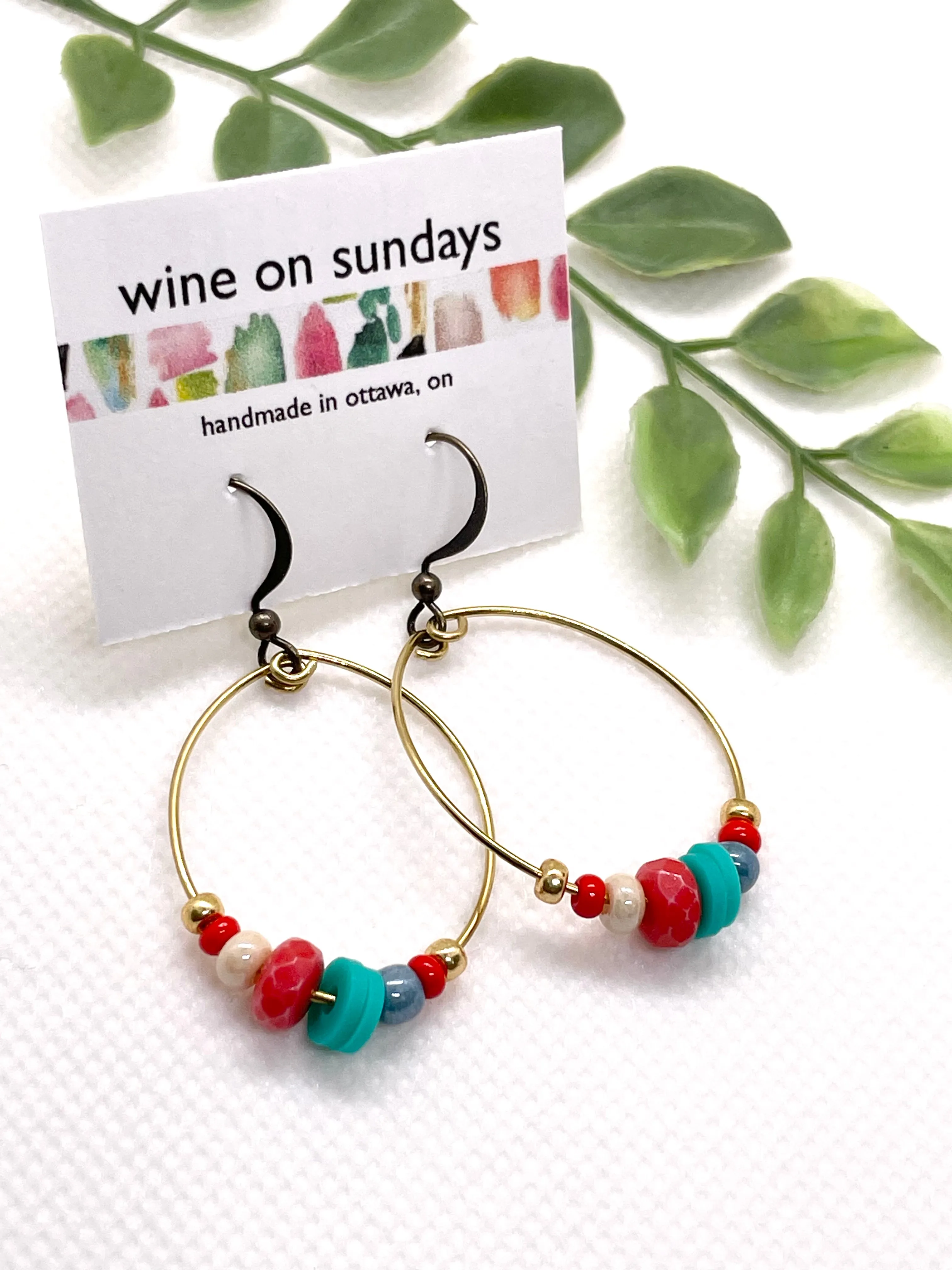 Bella Beaded Oval Hoop Earrings