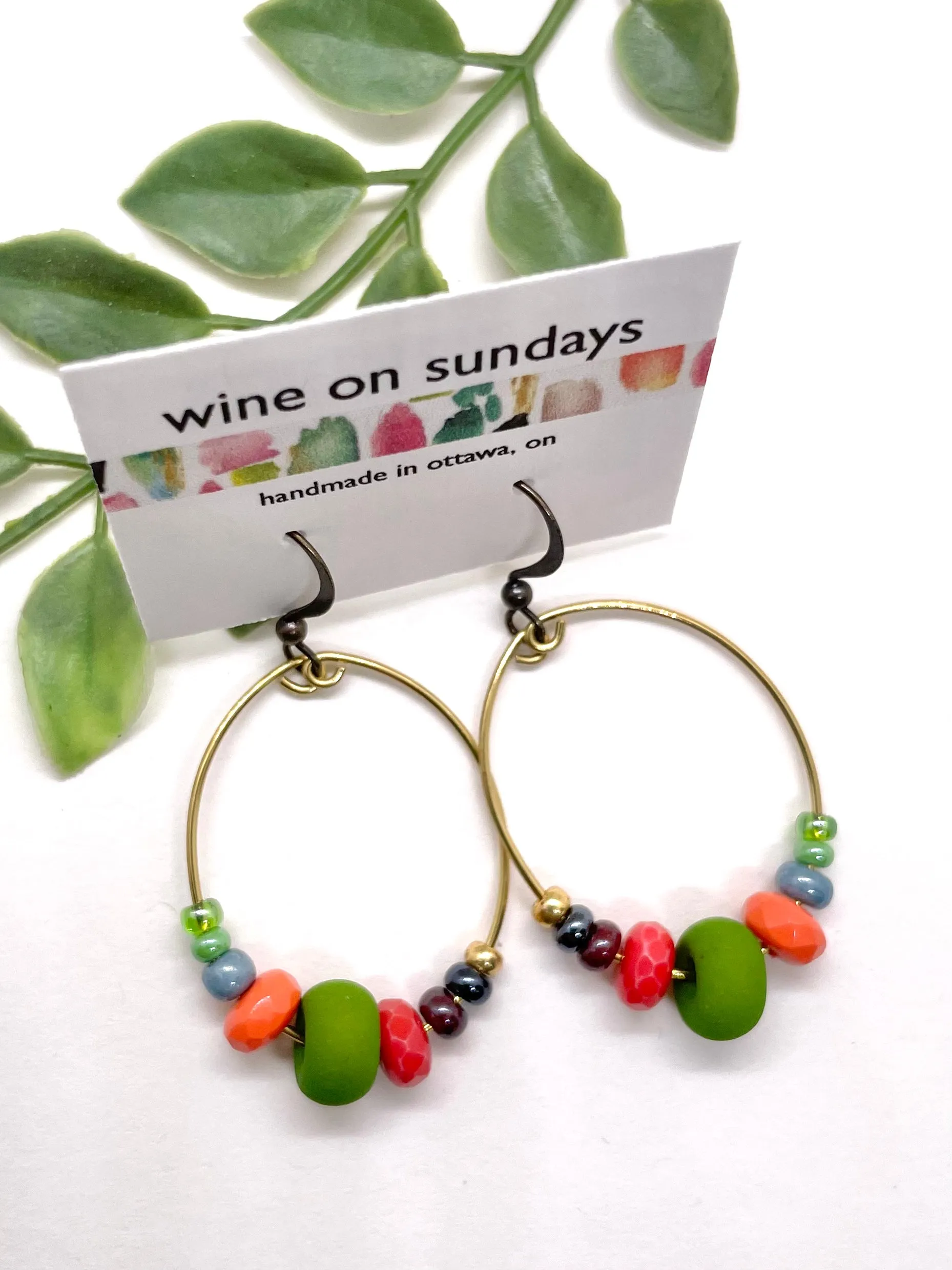 Bella Beaded Oval Hoop Earrings