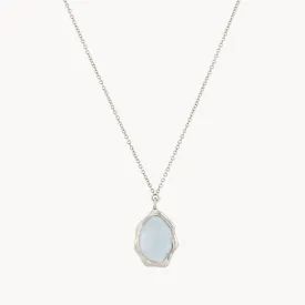 blue chalcedony mood necklace silver - sterling silver, blue chalcedony