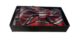 Bow Tie Set (Bow Tie & Pocket Square) Red Plaid