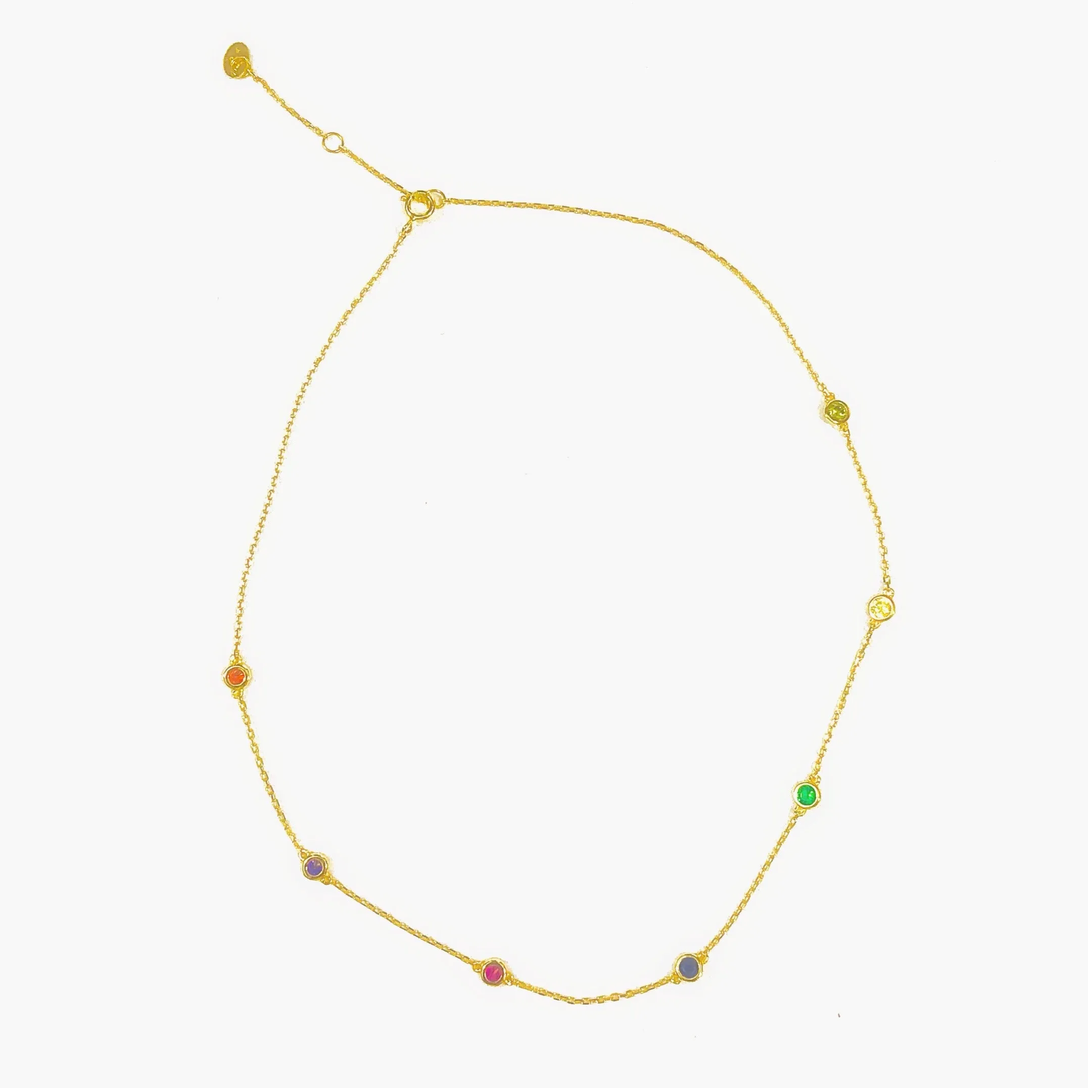 Chakra Rainbow Floating Choker Necklace (sterling silver or 16K gold)