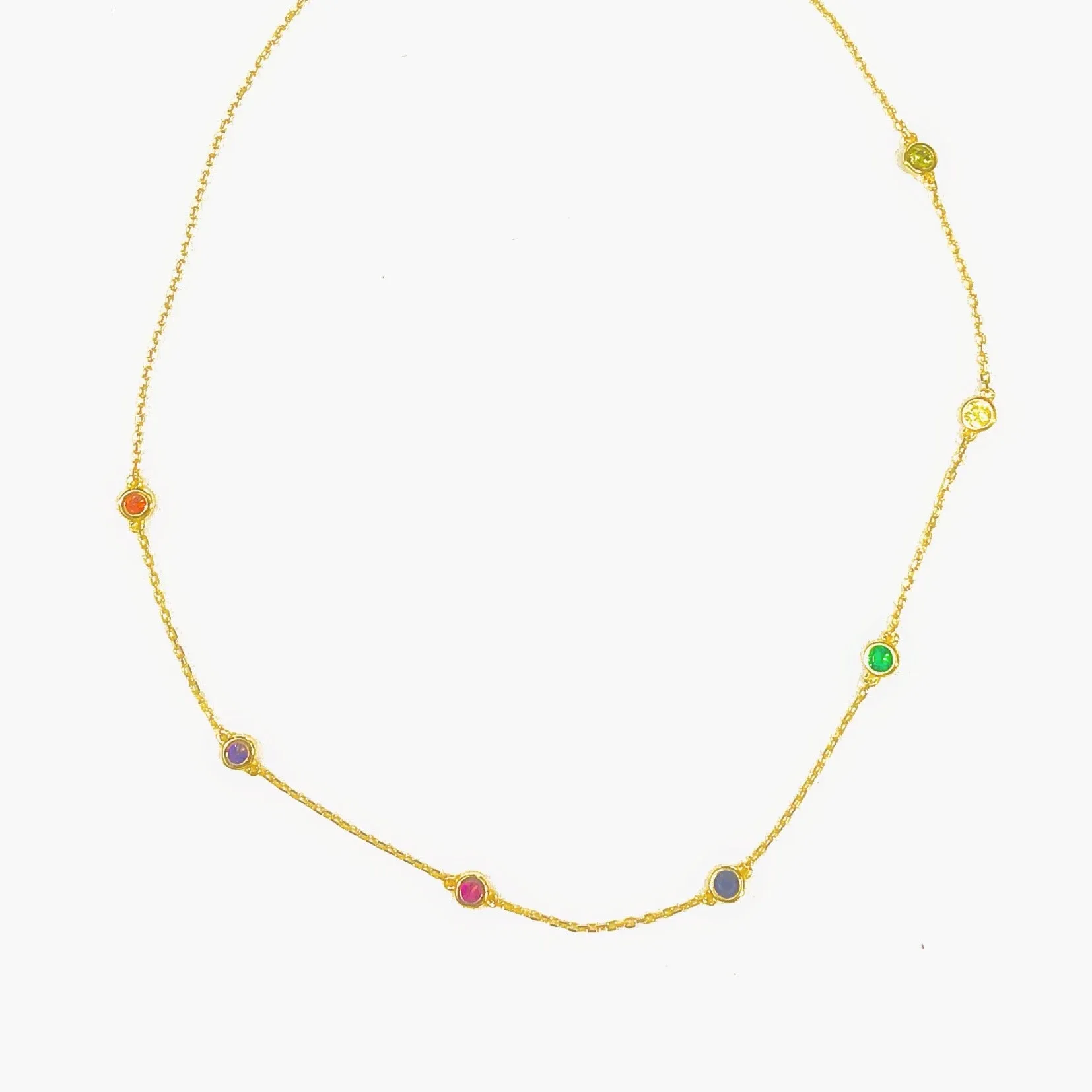 Chakra Rainbow Floating Choker Necklace (sterling silver or 16K gold)