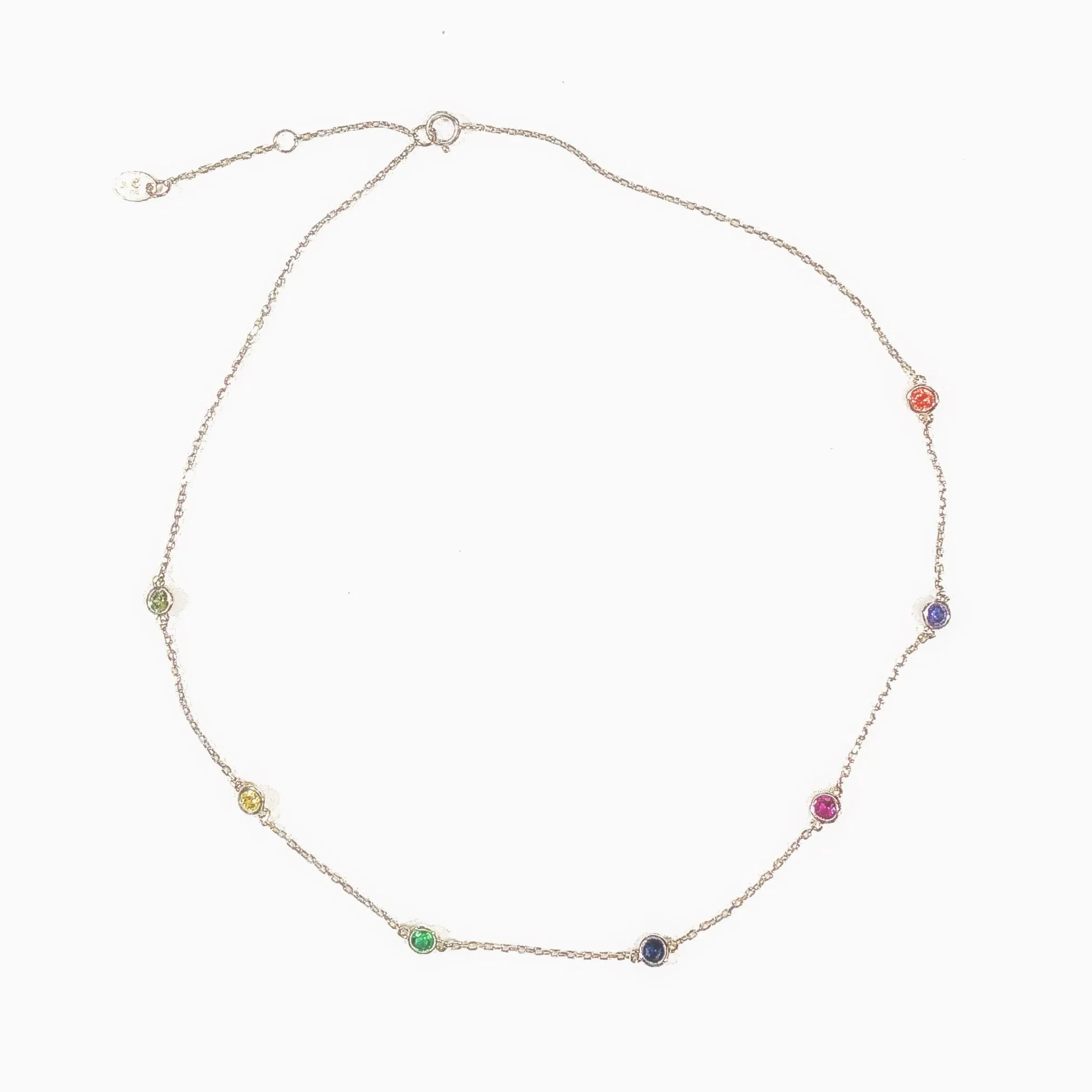 Chakra Rainbow Floating Choker Necklace (sterling silver or 16K gold)