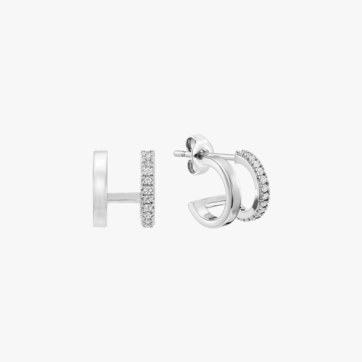 Classic Diamante Double Huggie Earrings