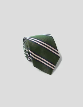 CLASSIC SILK REPP STRIPE STRIPE TIE - GREEN/NAVY/WHITE