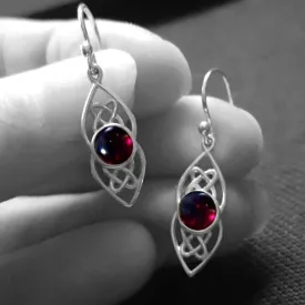 Dainty Garnet Earrings With Celtic Detail