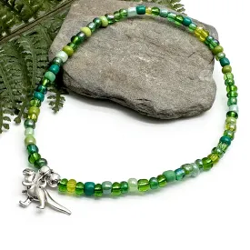 Dinosaur Charm Seed Bead Anklet - Colour Choice