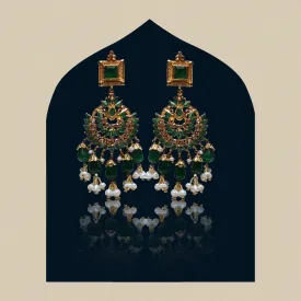 Earrings in Jade, Pearls and Polkies