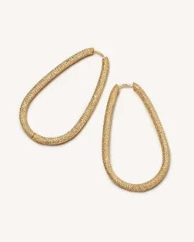 Florentine Finish Large Drop Hoop Earrings