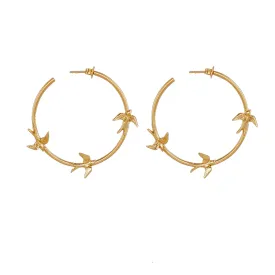 Gold Flight of the Swallow Hoop Earrings