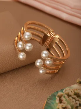 Gold-Plated Pearls Studded Cuff Bracelet