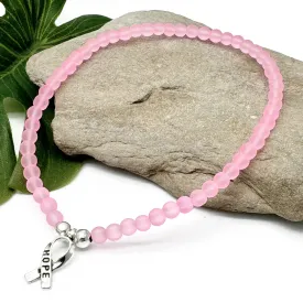 Hope Ribbon Charm Frosted Bead Anklet - Colour Choice