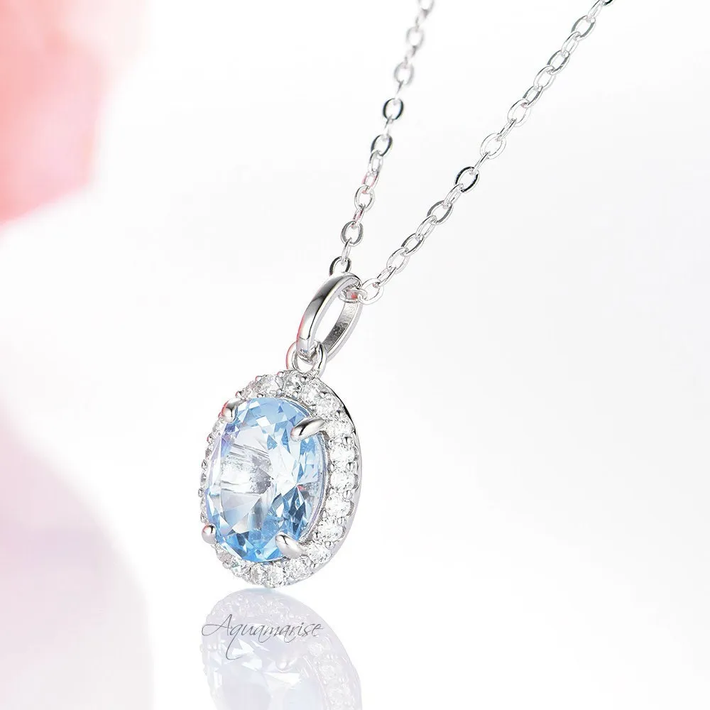 Iris Aquamarine Necklace- Sterling Silver