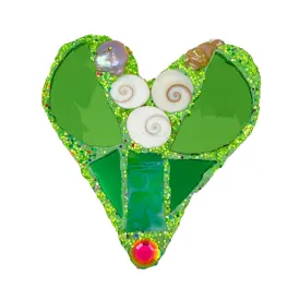 LARGE GREEN HEART BROOCH - SAVIOUR