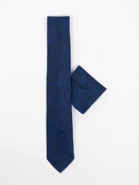 Peiro Butti Tie with Pocket Square Blue Texture PBTPS030