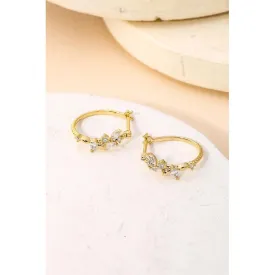 Rhinestone Leaf Hoop Earring