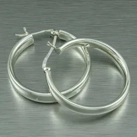 Silver Chunky Round Hoop Earrings