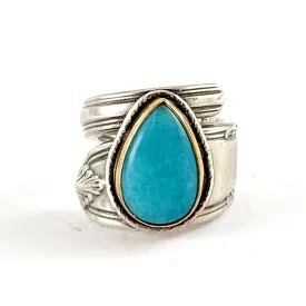 Sterling Silver Teardrop Amazonite Spoon Ring Size 5.5