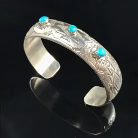 Turquoise & Dusted Sterling Silver Bracelet